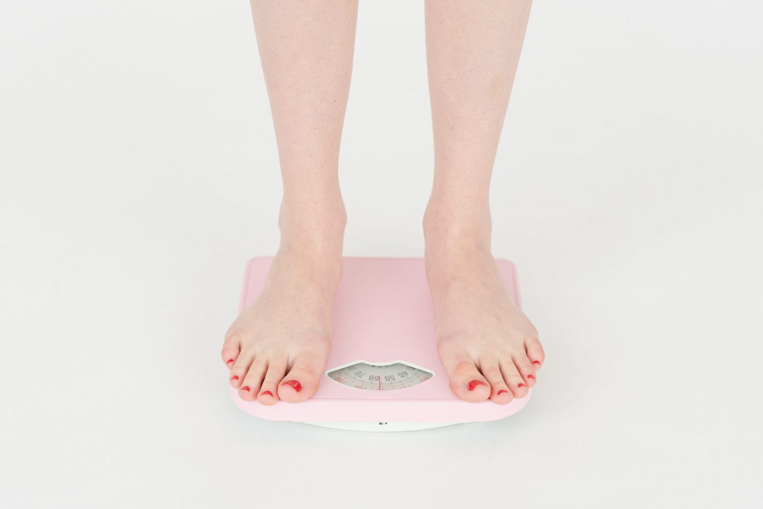 Woman standing on scale